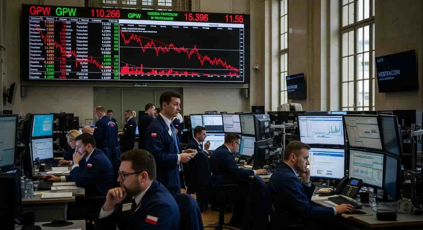 WIG20 kontynuuje spadki - główny indeks GPW traci blisko procent wartości