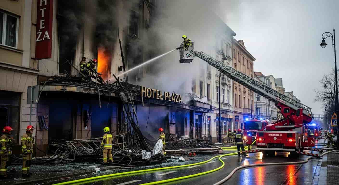 Tragiczny pożar w Hotelu Plaza we Wrocławiu. Nie żyje 39-latek, ewakuowano 78 osób