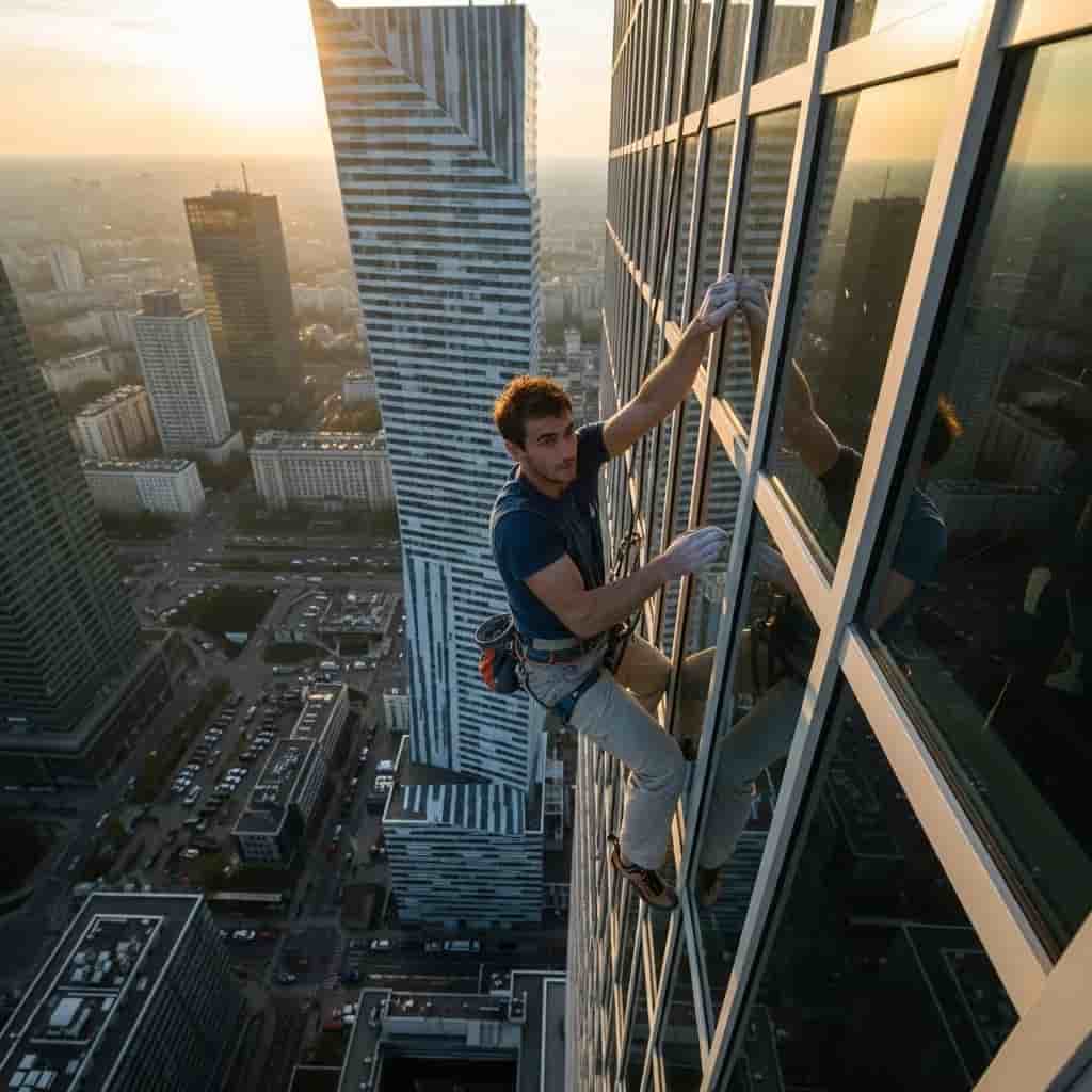 Francuski śmiałek zdobył szczyt Varso Tower bez zabezpieczeń. Pierwsza taka wspinaczka w historii wieżowca