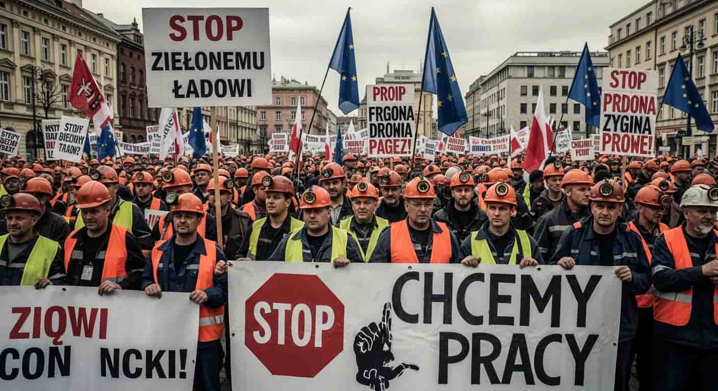 Tysiące górników protestowało w Katowicach przeciwko Zielonemu Ładowi