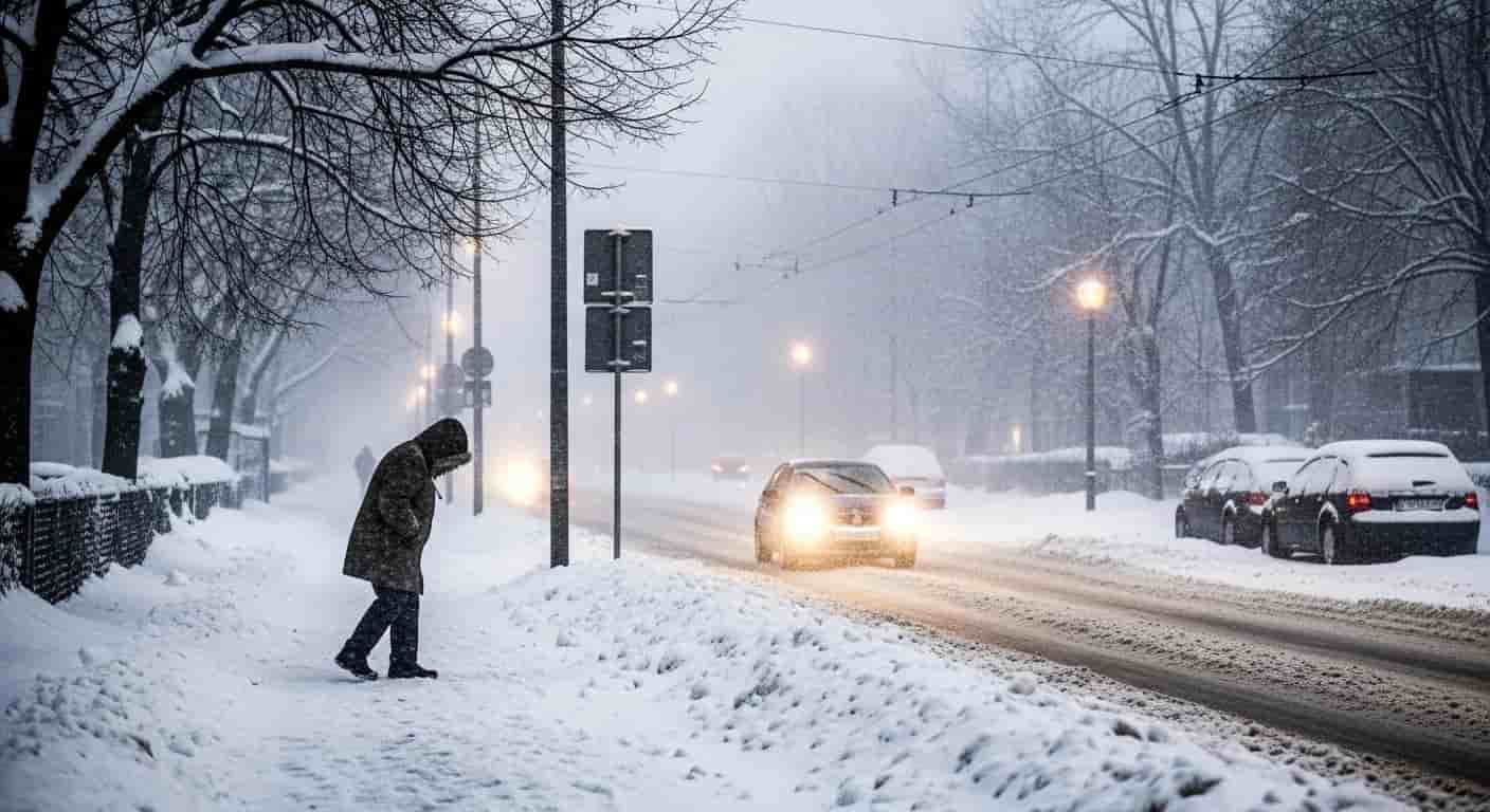 Intensywne opady śniegu w Polsce - niż genueński przynosi załamanie pogody