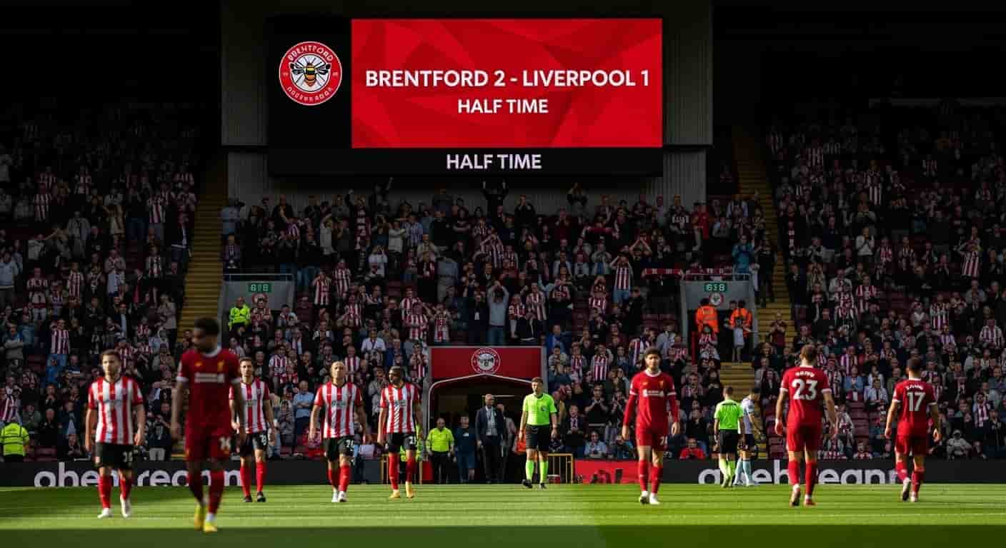 Brentford prowadzi 2-1 z Liverpoolem w przerwie meczu Premier League
