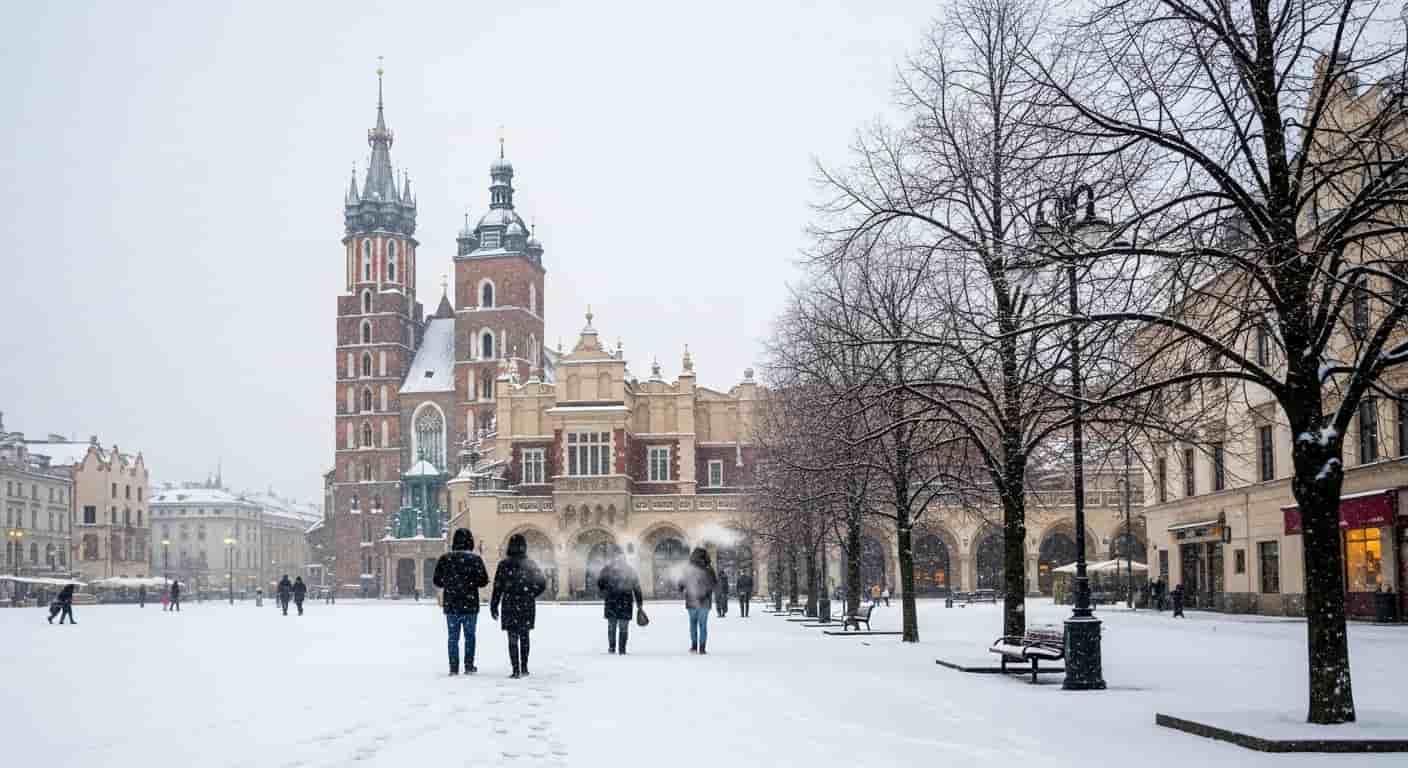 Zimowa aura w Krakowie - śnieg i mrozy nadchodzą do stolicy Małopolski