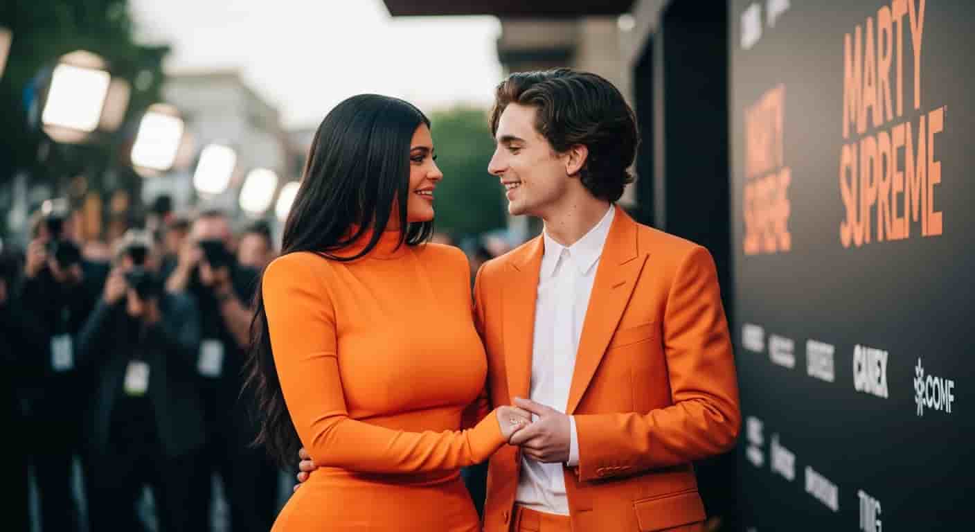 Kylie Jenner i Timothée Chalamet w pomarańczowych kreacjach na premierze "Marty Supreme" - para dementuje plotki o rozstaniu