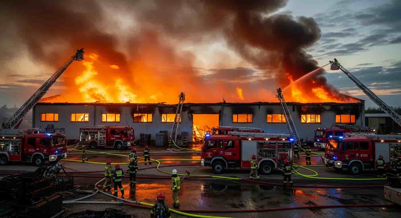 Wielki pożar hali magazynowej w Tarnowie Podgórnym. Strażacy walczyli z ogniem przez kilka godzin