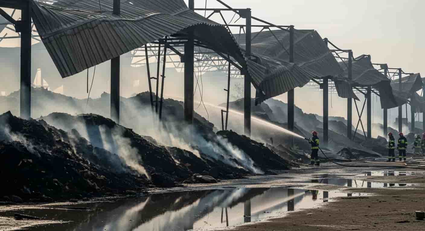 Wielki pożar hali magazynowej w Skawinie opanowany po kilku godzinach walki