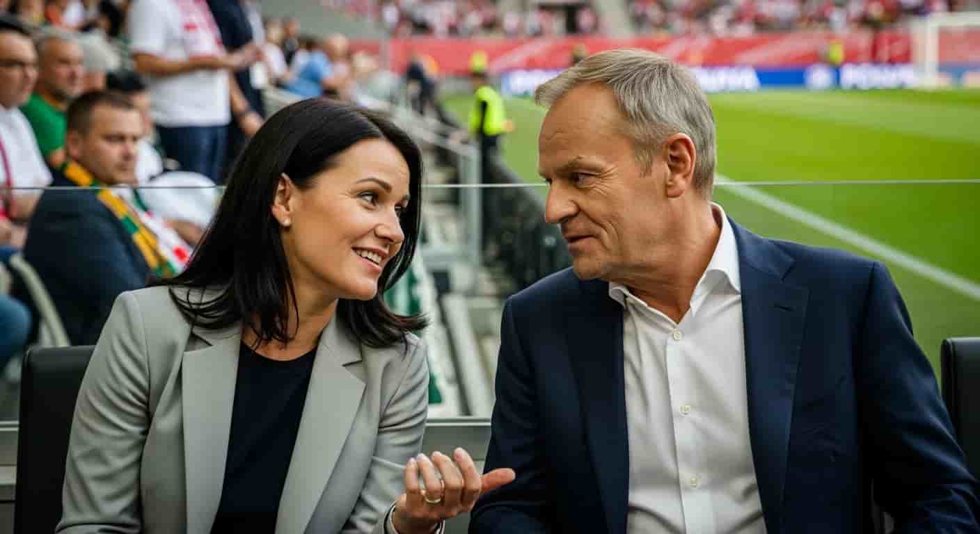 Inga Ruginiene goszczą Donalda Tuska na meczu Litwa-Polska w Kownie