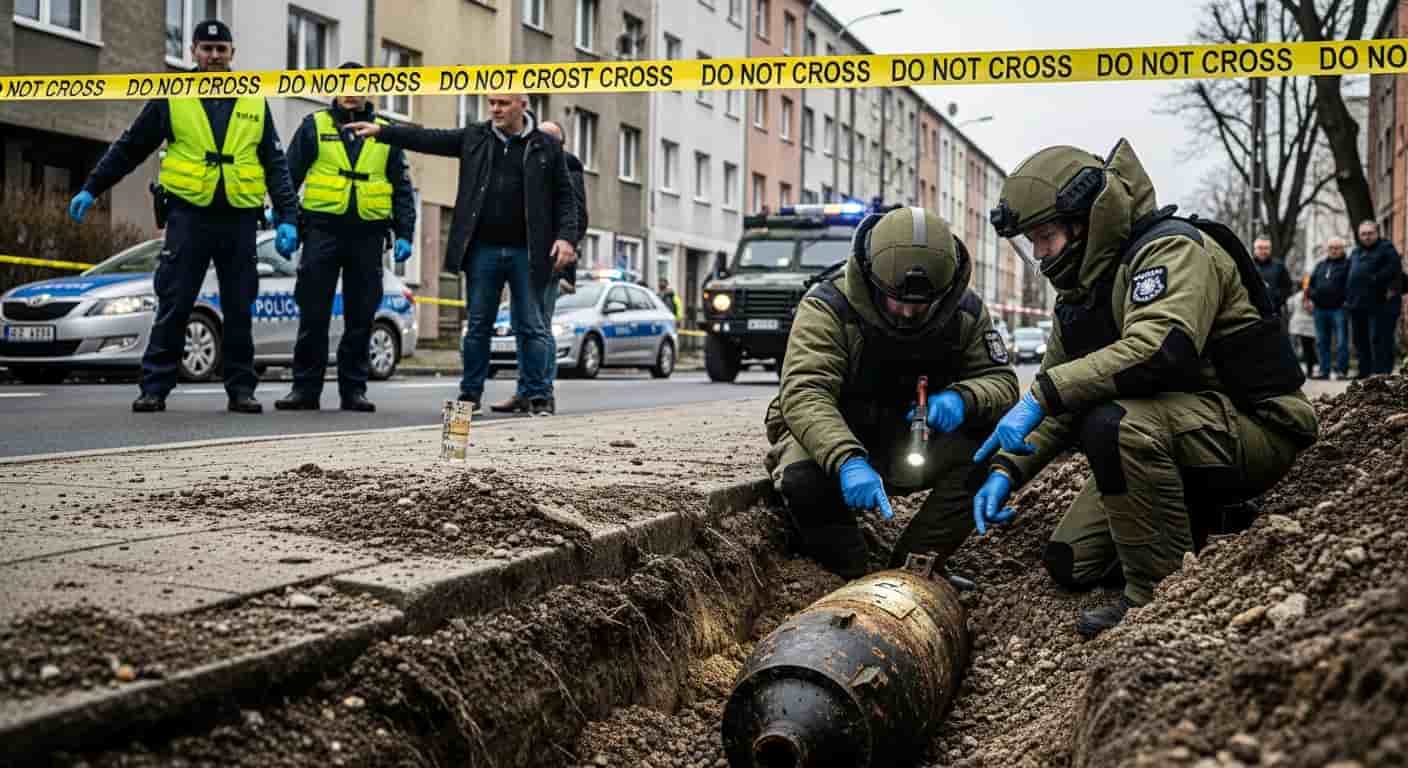 Ewakuacja w dzielnicy Dąbie - znaleziono niewybuch z II wojny światowej przy ulicy Pomorskiej