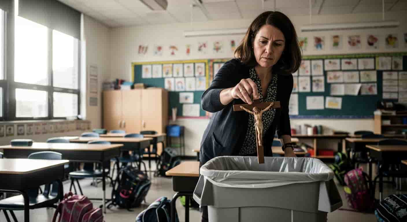 Skandal w Szkole Podstawowej w Kielnie - nauczycielka wyrzuciła krzyż do kosza na śmieci