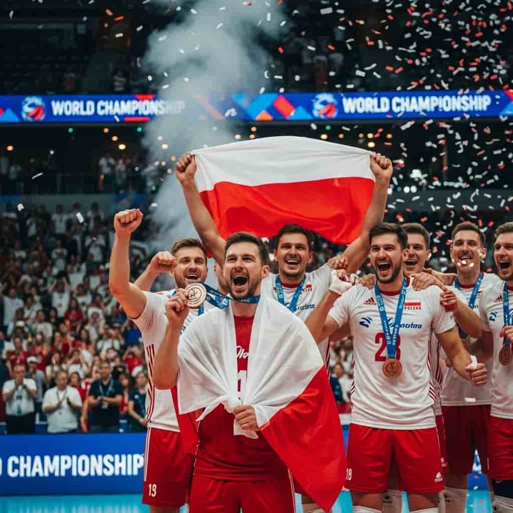 Polscy siatkarze z brązowym medalem mistrzostw świata po zwycięstwie nad Czechami 3:1