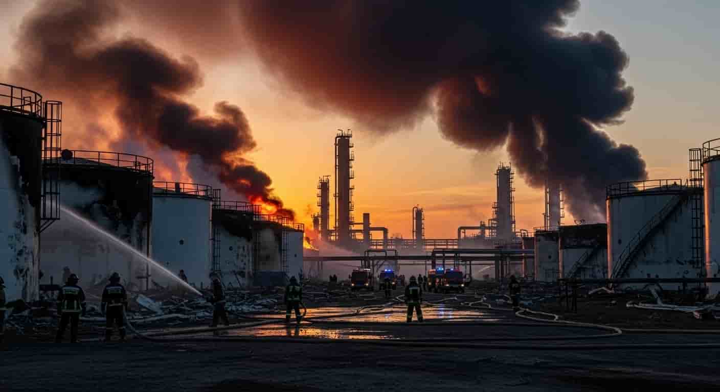 Ukraińskie drony niszczą rosyjskie rafinerie Łukoil - kryzys paliwowy w Rosji pogłębia się