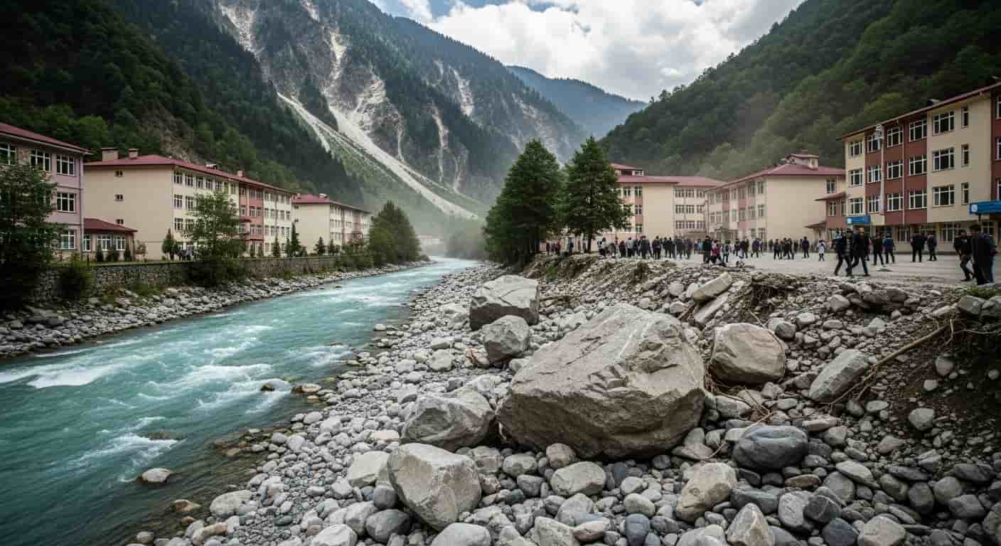 Artvin'de kaya kopması: Szkoły ewakuowane po osunięciu skał do rzeki Çoruh