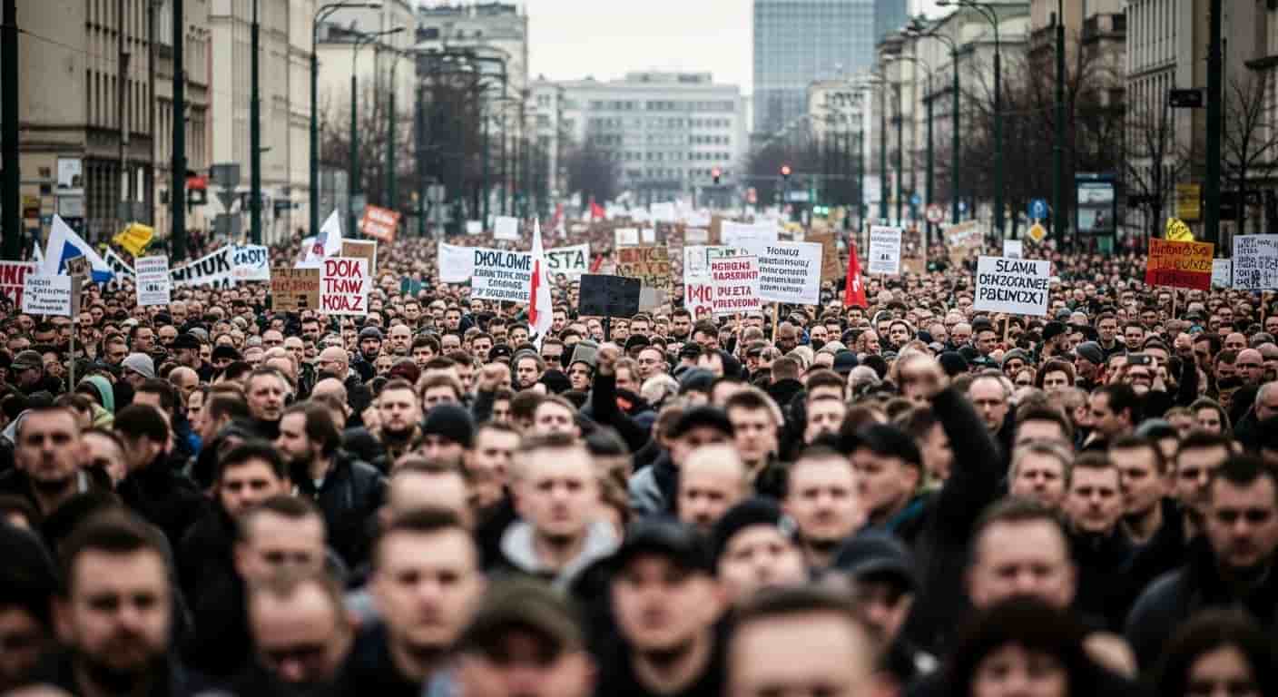 Tysiące związkowców protestuje w Katowicach przeciwko upadkowi śląskiego przemysłu