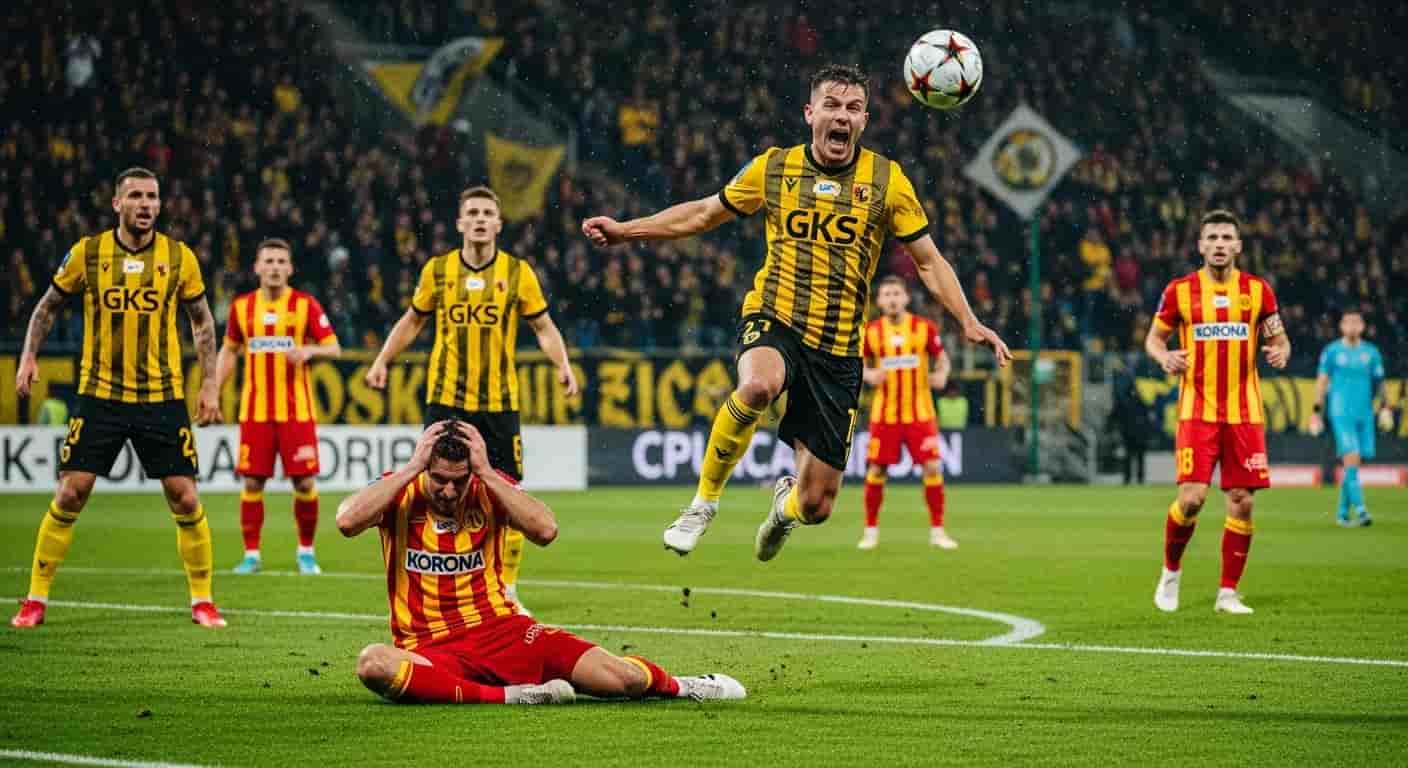 GKS Katowice pokonuje Koronę Kielce 1:0 w dramatycznym meczu Ekstraklasy