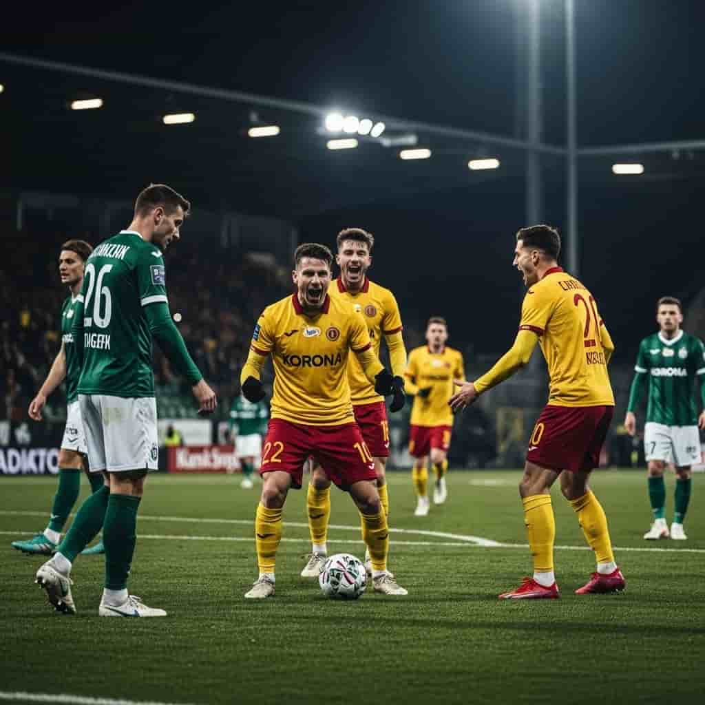 Korona Kielce nowym wiceliderem Ekstraklasy po demolce Lechii Gdańsk 3:0