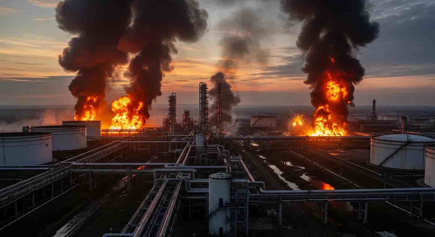 Ukraińskie drony trafiają w strategiczne rafinerie Rosji - eksplozje i pożary na odległych celach