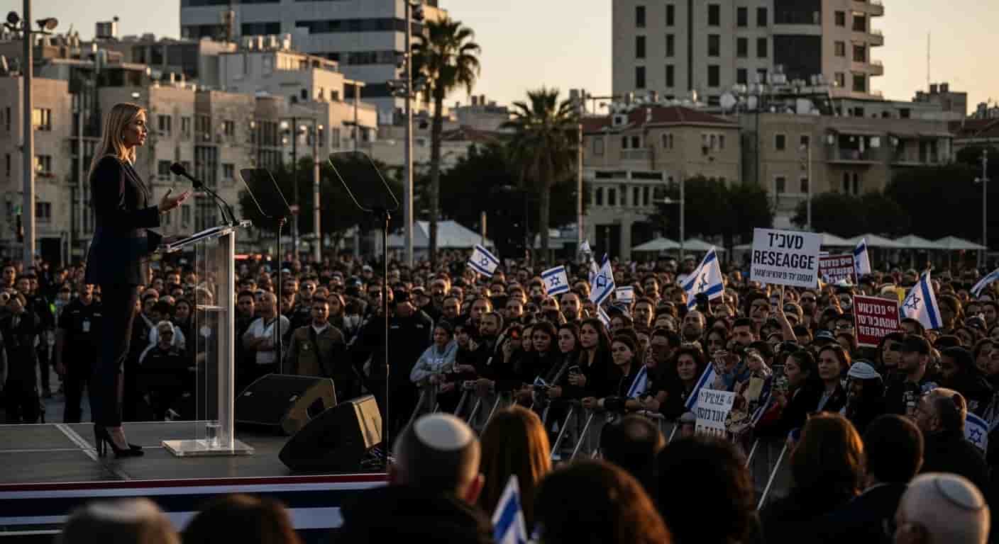 Córka Trumpa Ivanka przemawia na wiecu w Tel Awiwie przed spodziewanym uwolnieniem zakładników