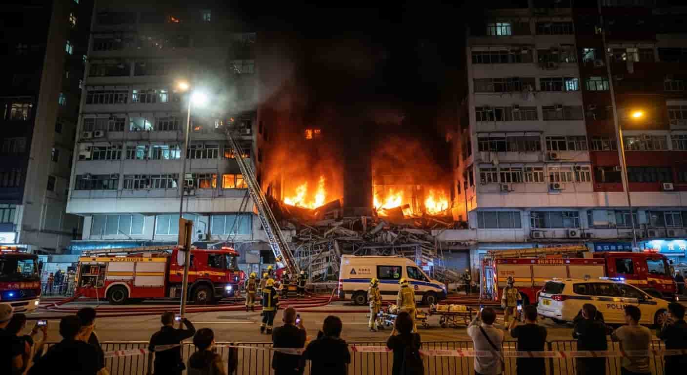 Tragiczny pożar wieżowców w Hongkongu - zginęło co najmniej 13 osób, dziesiątki rannych