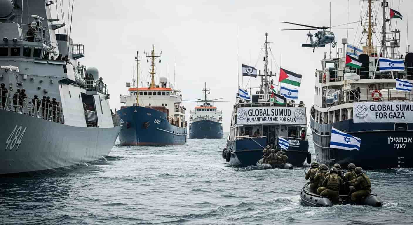 Marynarka izraelska przechwytuje flotyllę pomocy humanitarnej Global Sumud płynącą do Gazy