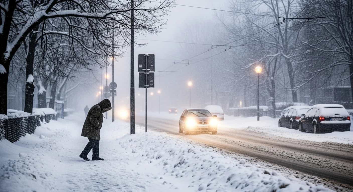 Intensywne opady śniegu w Polsce - niż genueński przynosi załamanie pogody