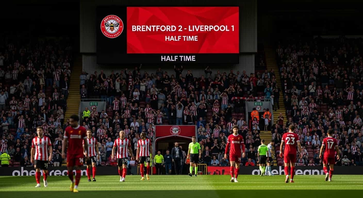 Brentford prowadzi 2-1 z Liverpoolem w przerwie meczu Premier League
