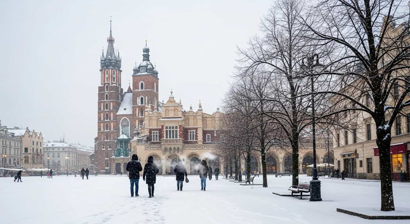 Zimowa aura w Krakowie - śnieg i mrozy nadchodzą do stolicy Małopolski