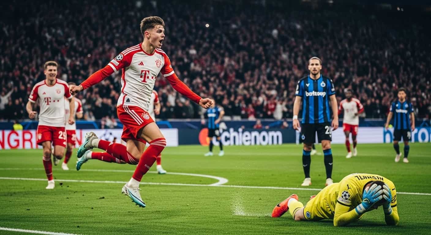 Lennart Karl bohaterem Bayernu w meczu z Club Brugge - 17-latek zachwycił debiutanckim golem w Lidze Mistrzów