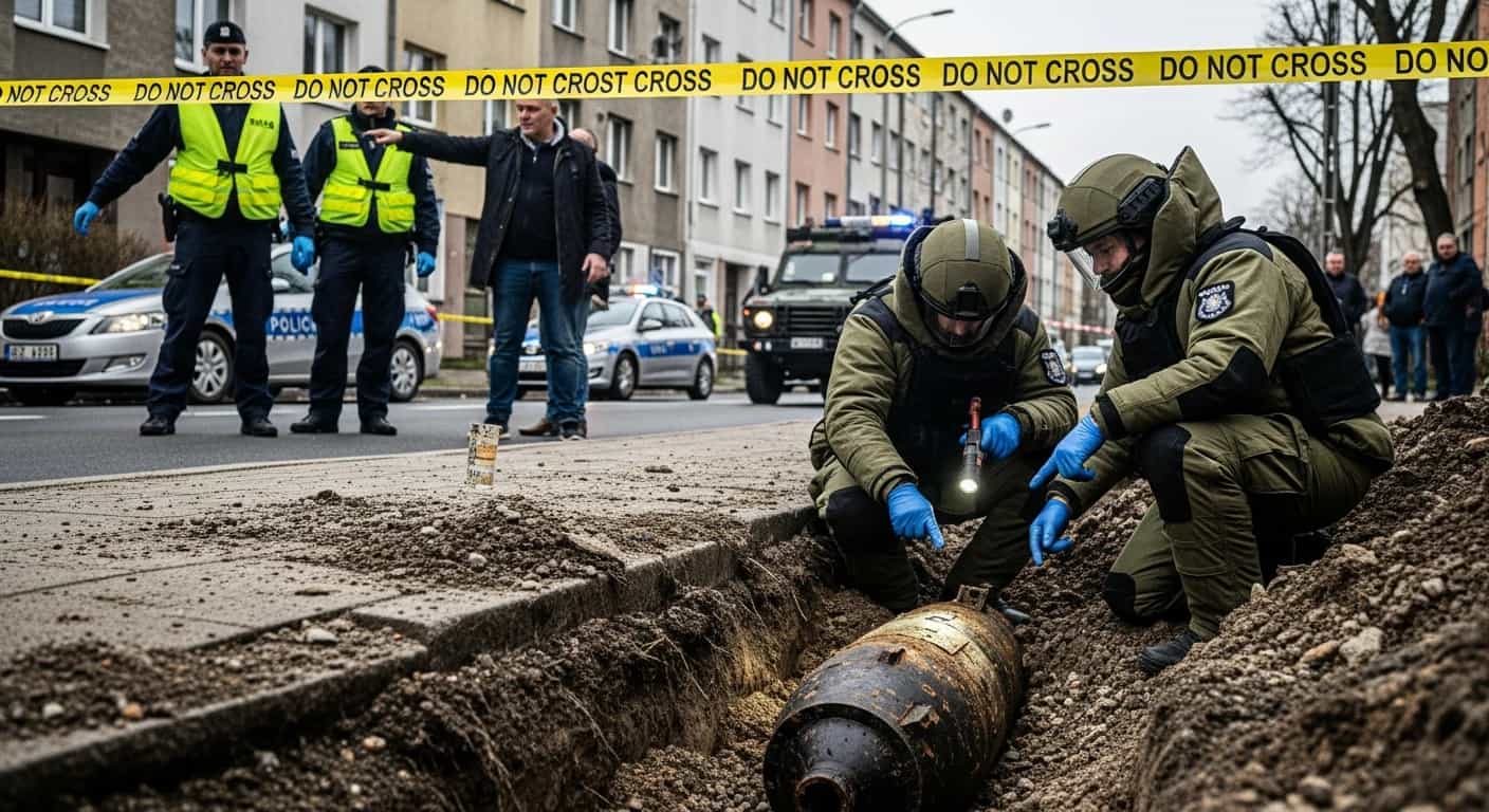Ewakuacja w dzielnicy Dąbie - znaleziono niewybuch z II wojny światowej przy ulicy Pomorskiej