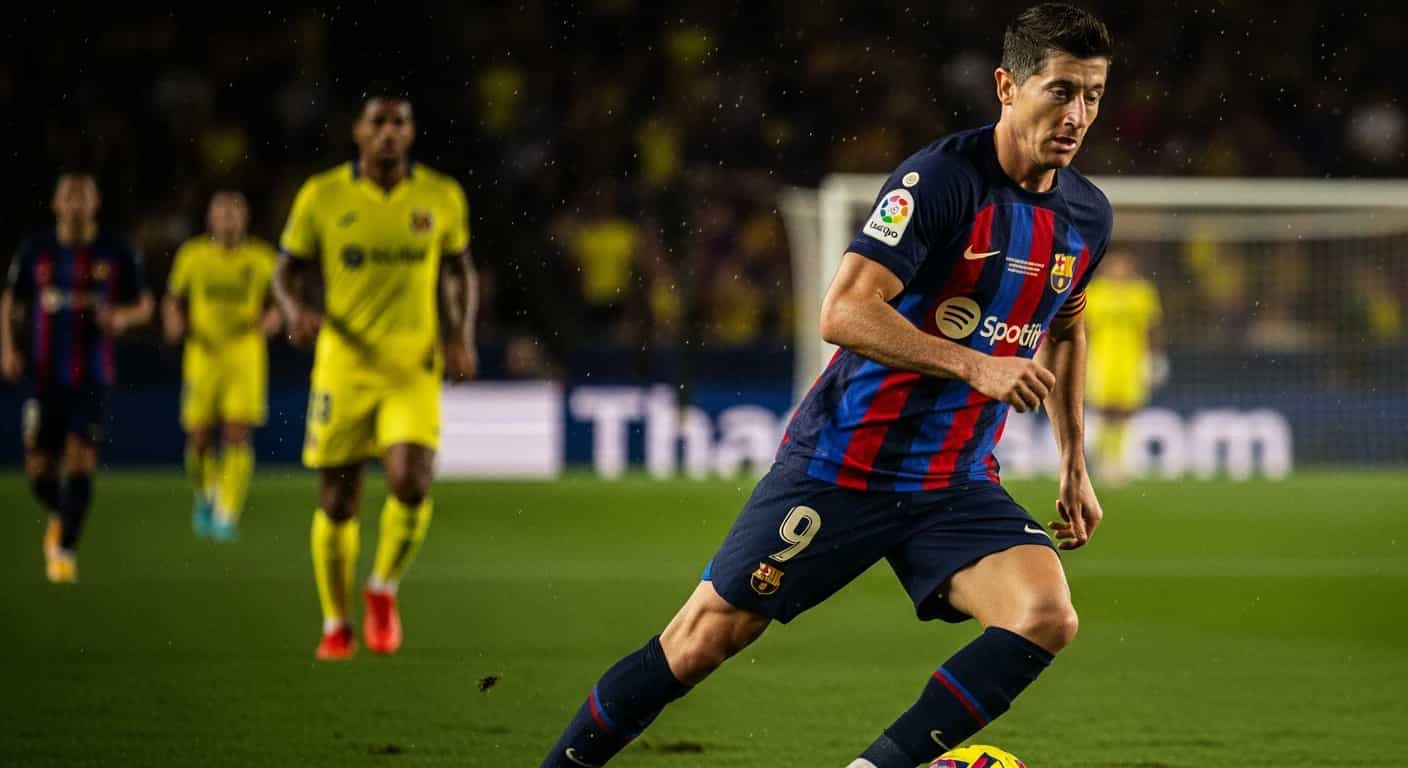 Lewandowski pomógł Barcelonie pokonać Villarreal 2:0 w ostatnim meczu roku