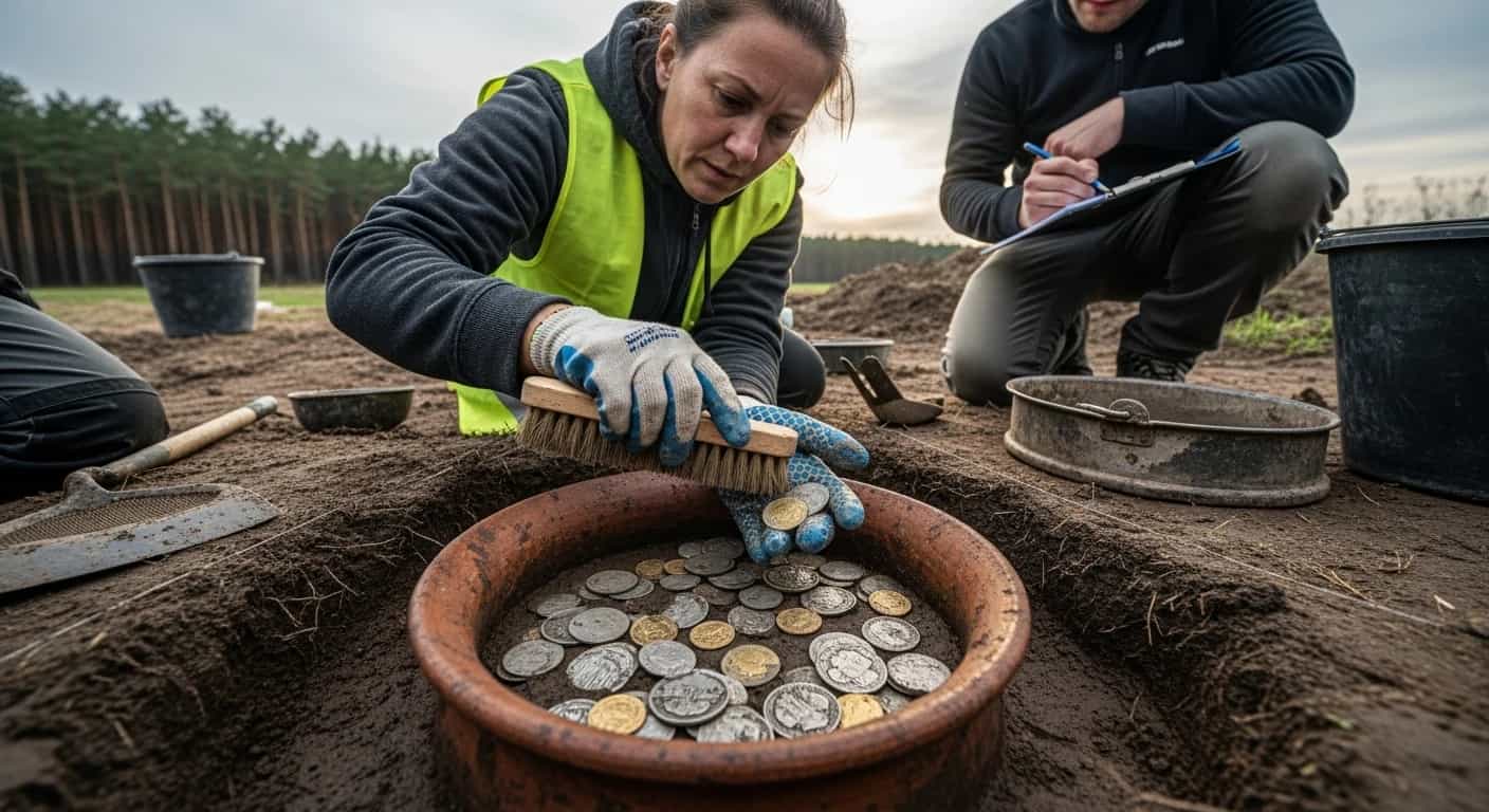 Niezwykłe odkrycie archeologiczne w Bukowcu Wielkim - skarb XVII-wiecznych monet trafi do muzeum