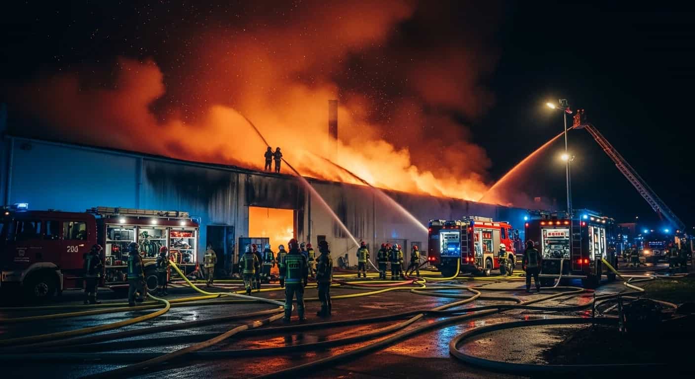 Dramatyczny pożar hali magazynowej w Gliwicach - w akcji ponad 80 strażaków