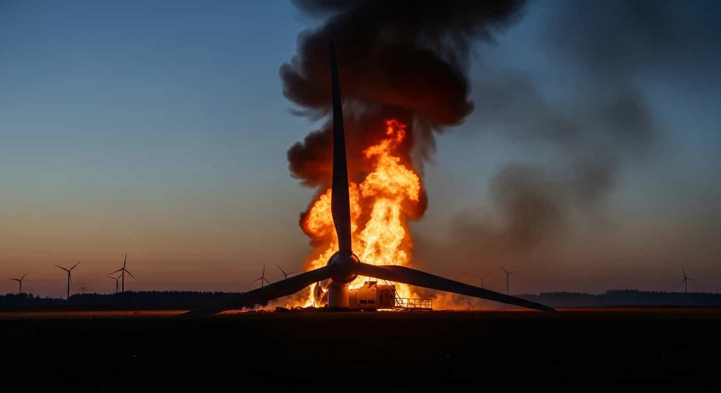 Pożar turbiny wiatrowej w Zachodniopomorskiem poprzedzony potężnym hukiem