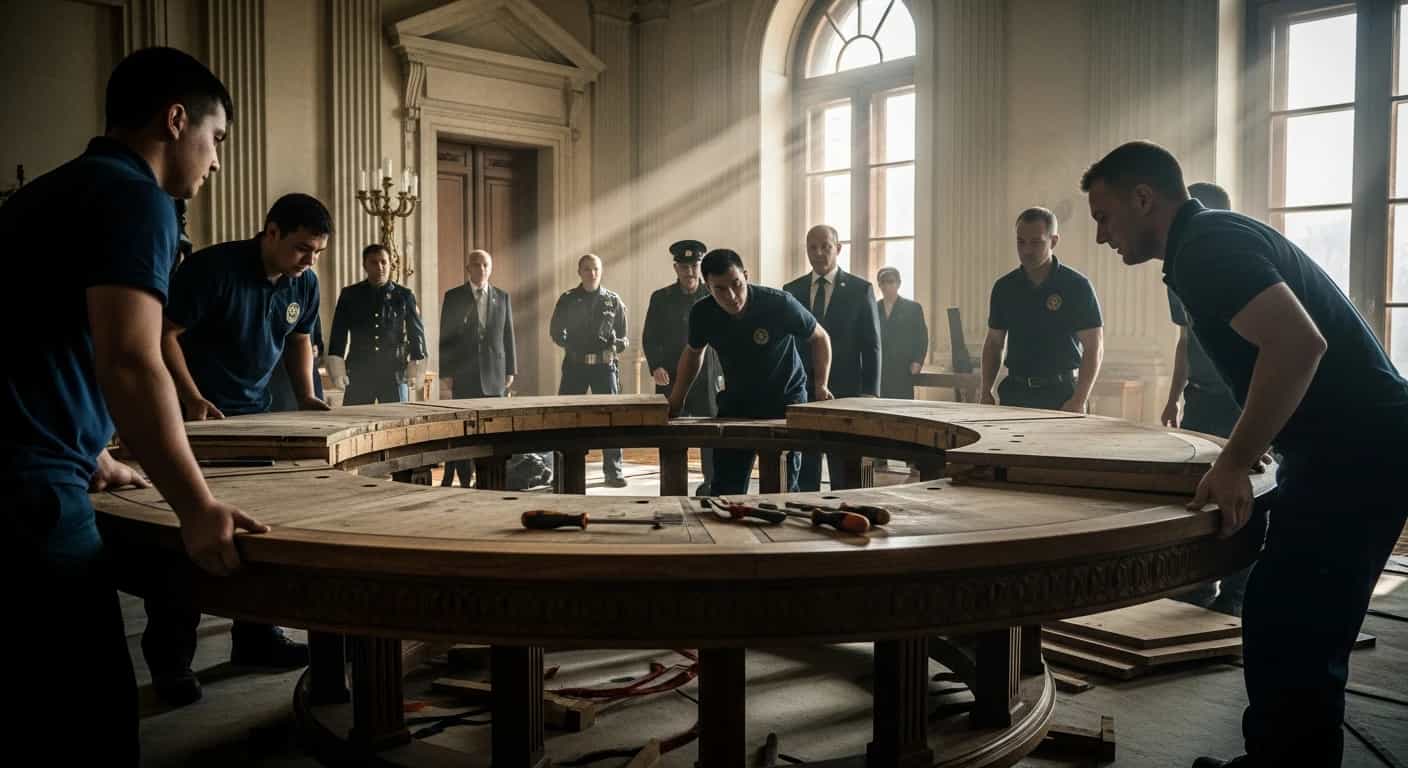 Prezydent Nawrocki nakazał demontaż historycznego Okrągłego Stołu z Pałacu Prezydenckiego