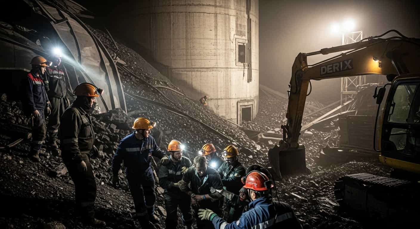 Nocna akcja ratunkowa w Kopalni Budryk po zawaleniu zbiornika na węgiel