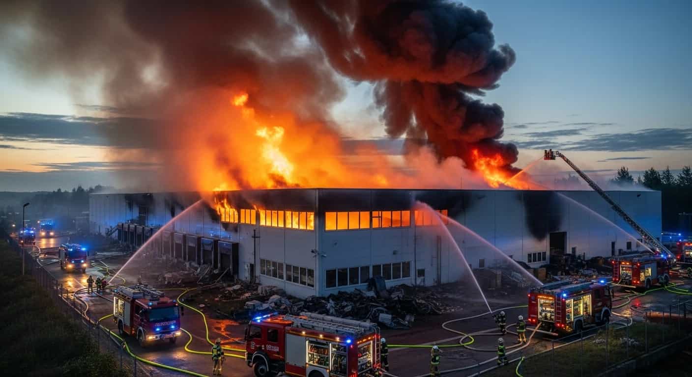 Wielki pożar hali magazynowej w Tarnowie Podgórnym. Mieszkańcy otrzymali alert RCB