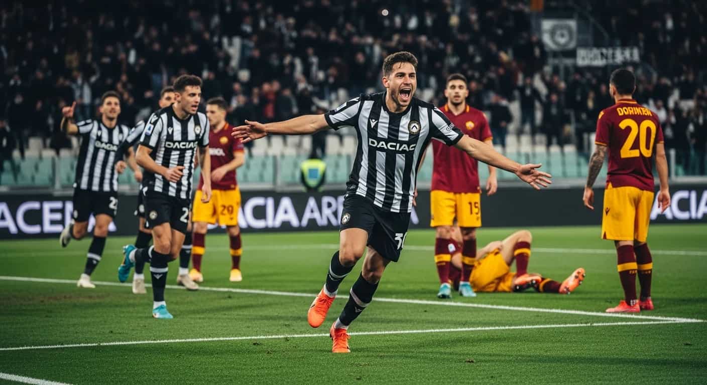 Udinese pokonuje Romę 1-0 na własnym stadionie dzięki bramce Ekkelenkampa