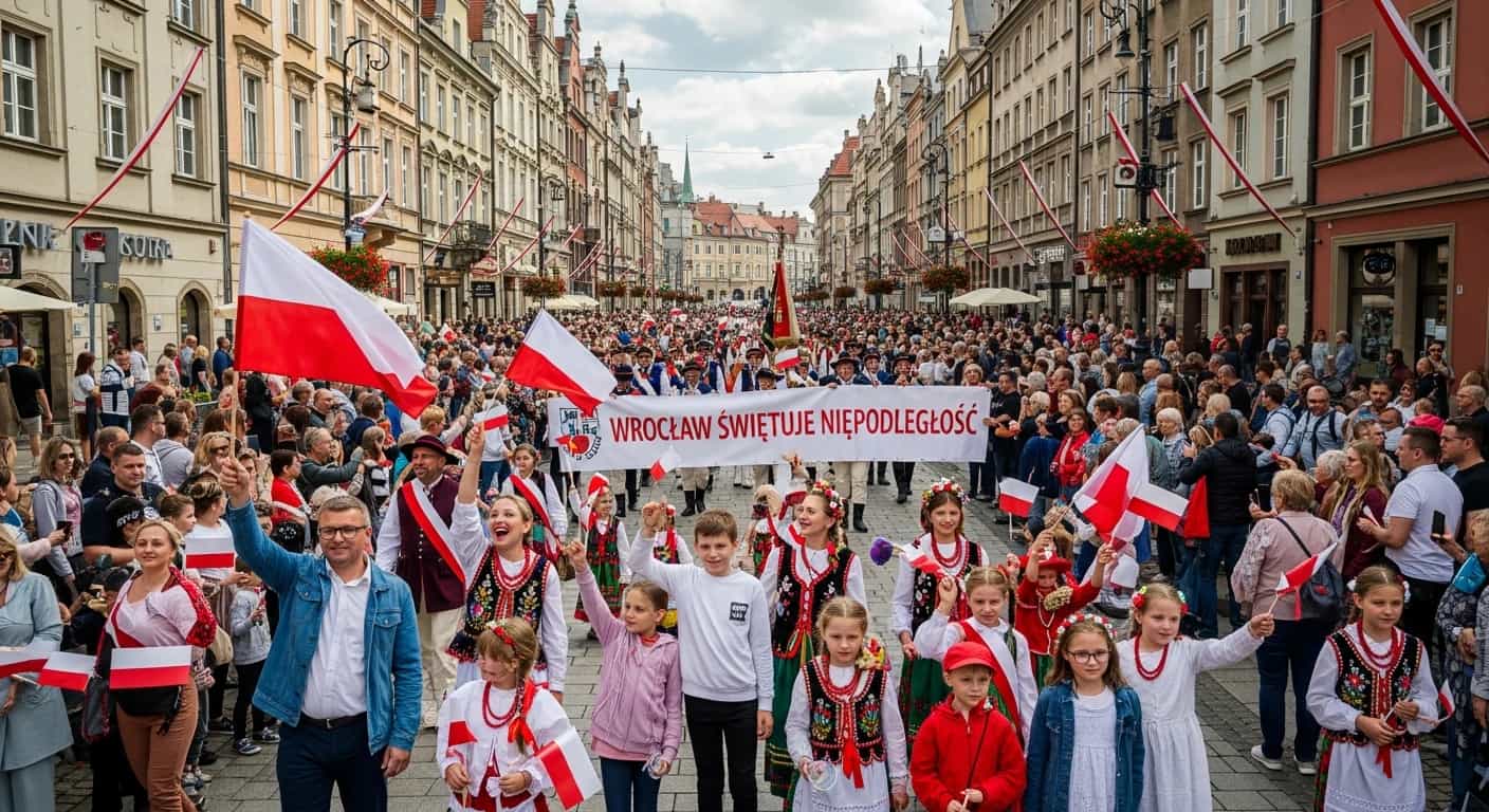 Wrocław świętuje 107. rocznicę odzyskania niepodległości - Radosna Parada przeszła ulicami miasta