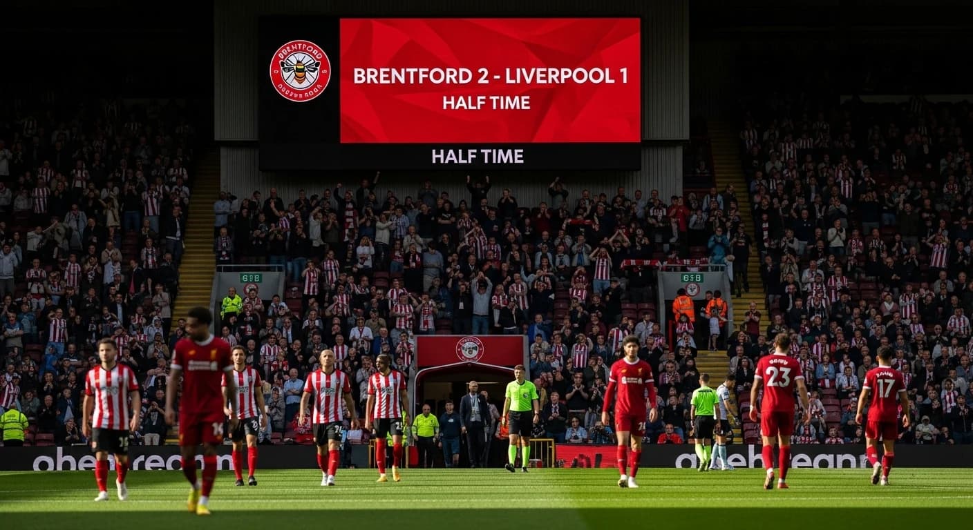 Brentford prowadzi 2-1 z Liverpoolem w przerwie meczu Premier League