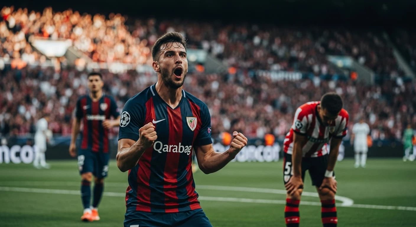 Qarabag szokuje Athletic Bilbao w Lidze Mistrzów, prowadzi po pierwszej połowie