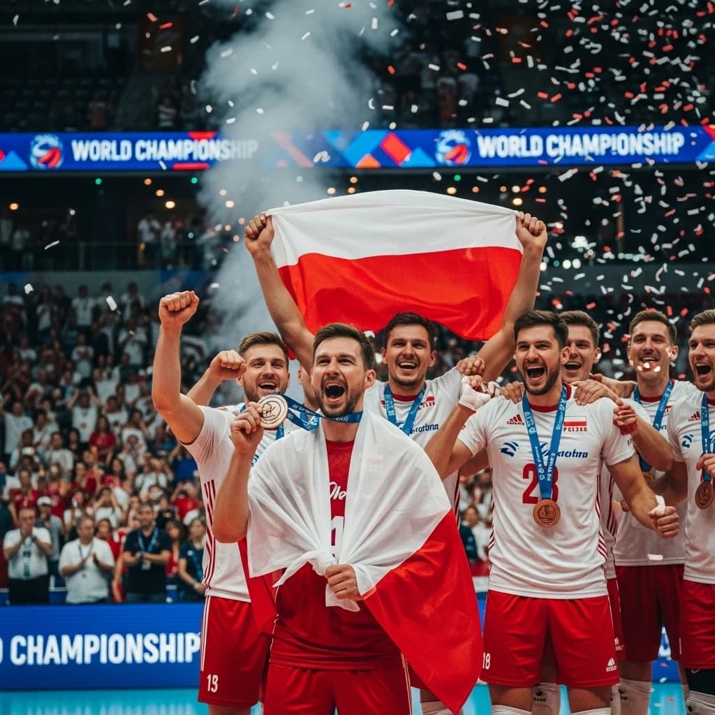 Polscy siatkarze z brązowym medalem mistrzostw świata po zwycięstwie nad Czechami 3:1