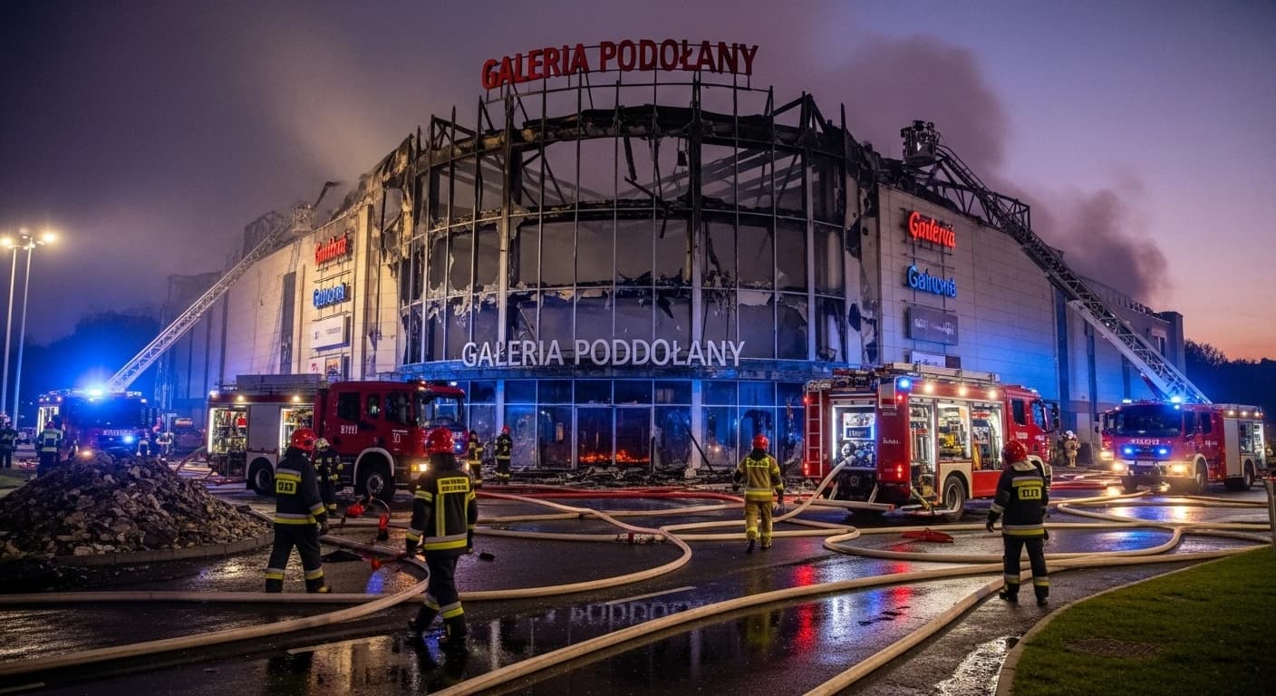 Dramatyczny pożar w Galerii Podolany w Poznaniu - strażacy walczyli przez całą noc