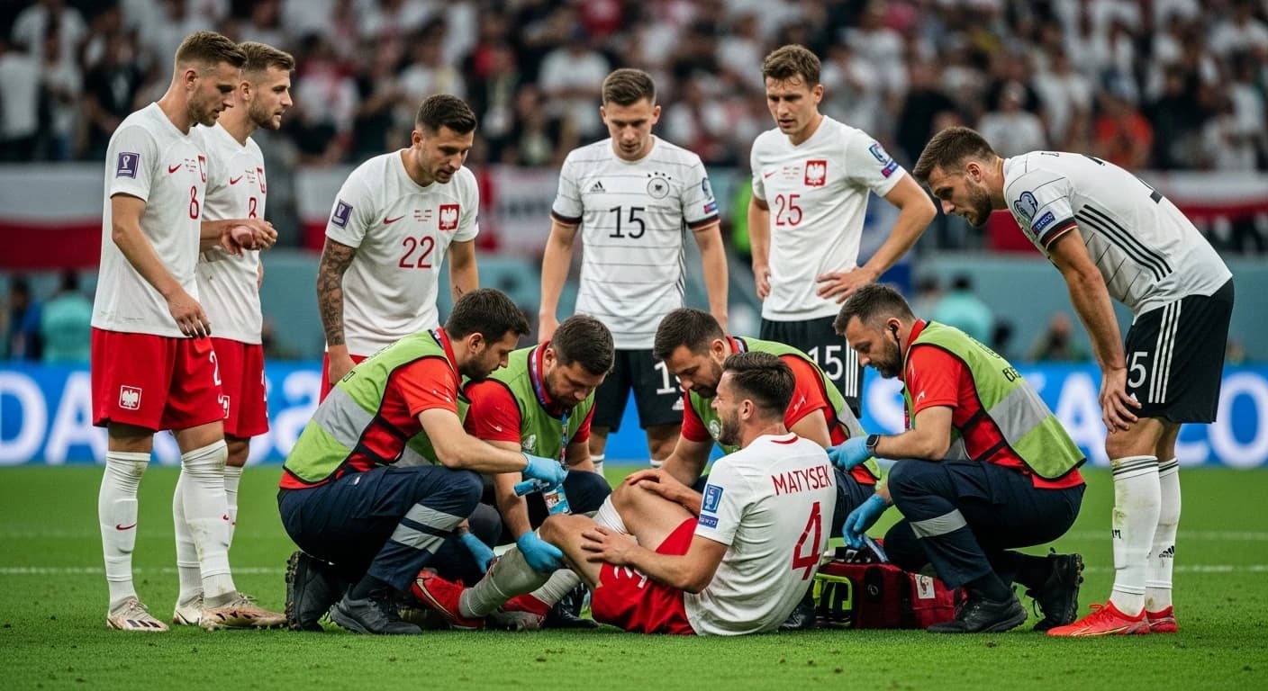 Mecz legend Polska-Niemcy zakończył się remisem 3:3, Matysek trafił do szpitala po urazie