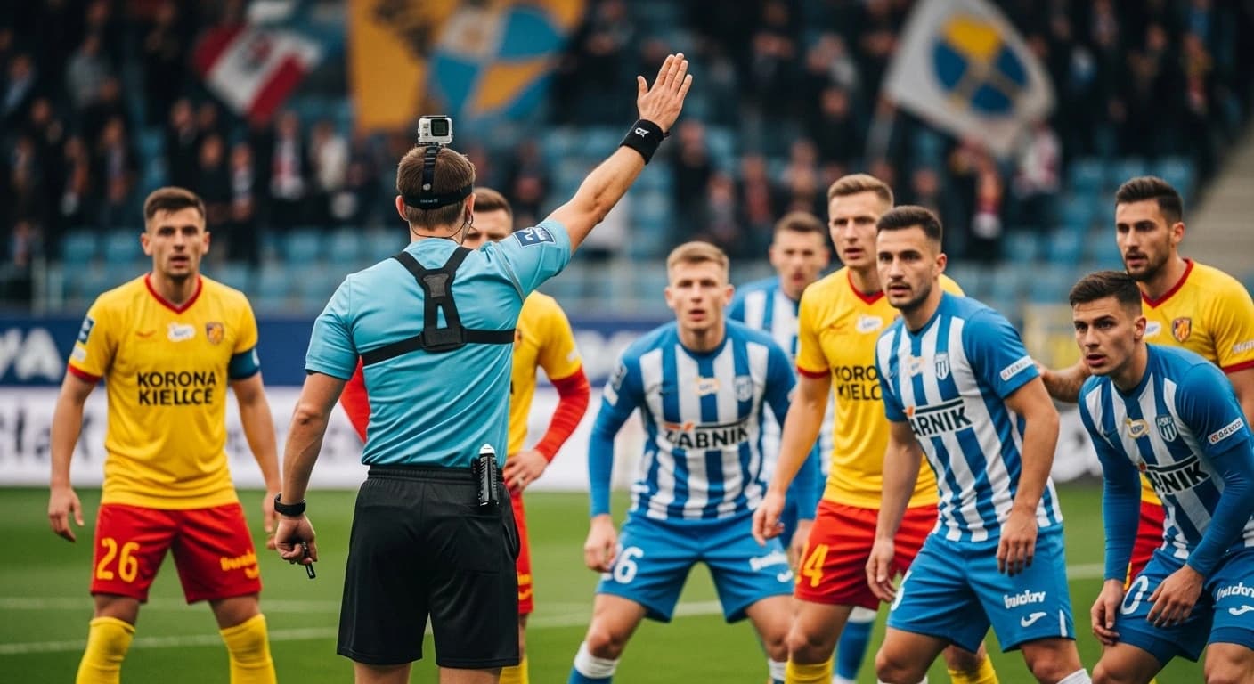 Historyczny debiut technologii Ref Cam w meczu Korona Kielce - Górnik Zabrze