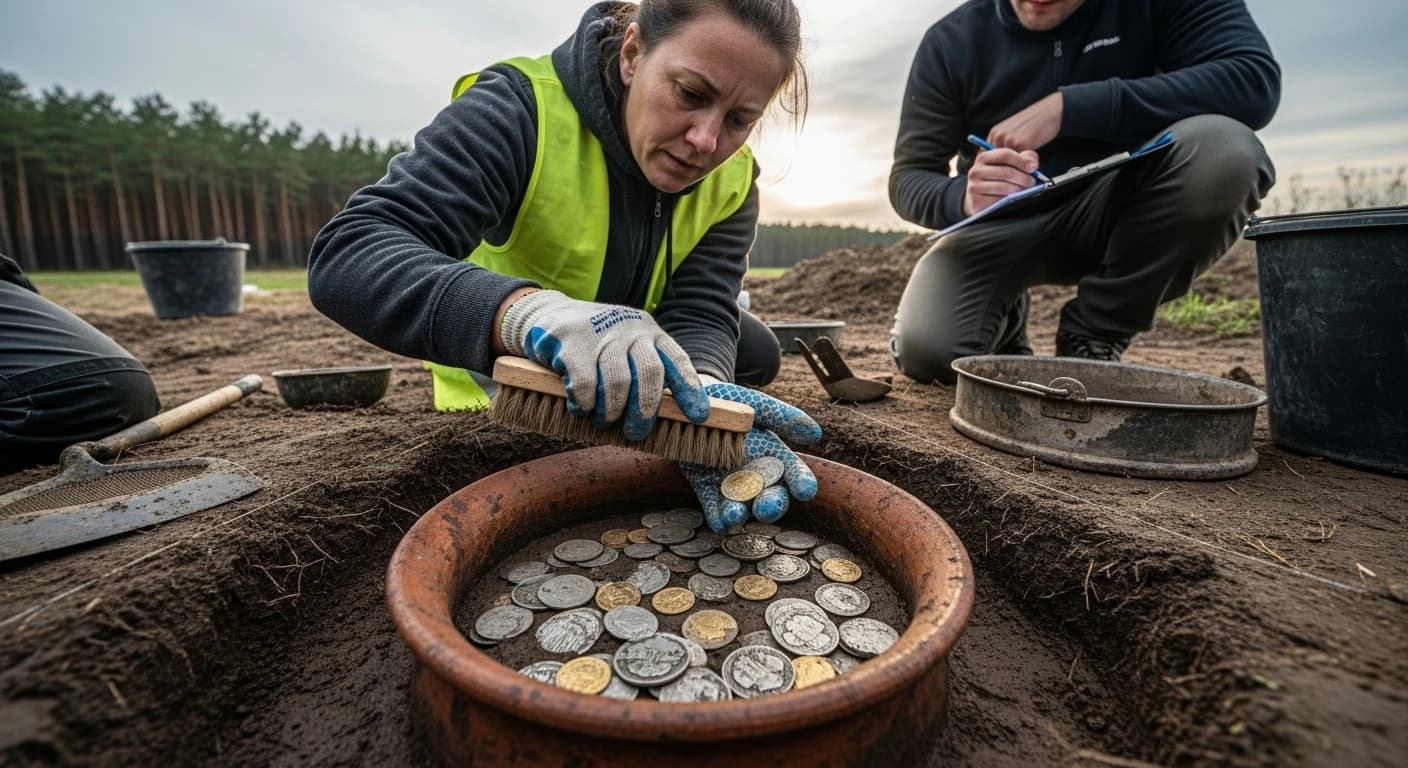 Niezwykłe odkrycie archeologiczne w Bukowcu Wielkim - skarb XVII-wiecznych monet trafi do muzeum
