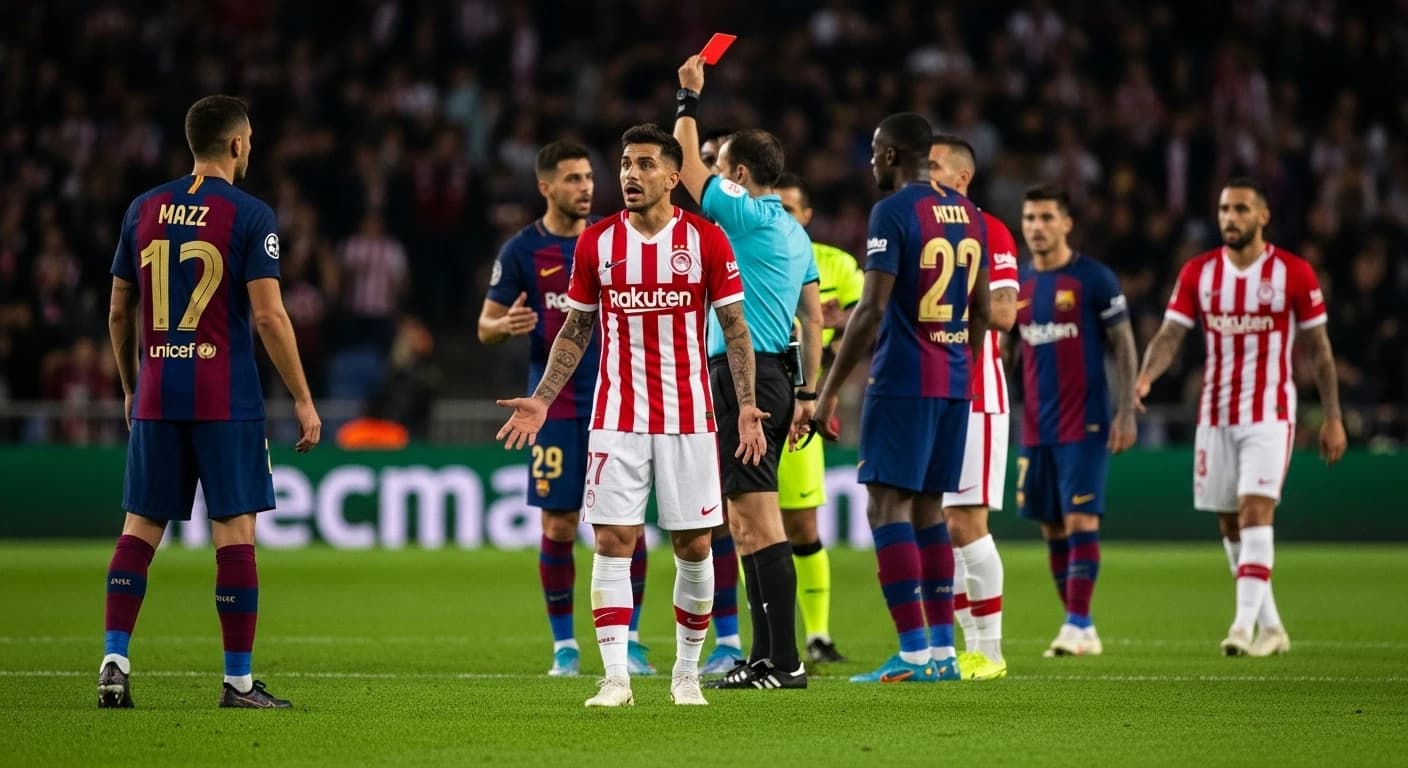 Santiago Hezze otrzymał czerwoną kartkę w dramatycznym meczu Olympiakosu z Barceloną