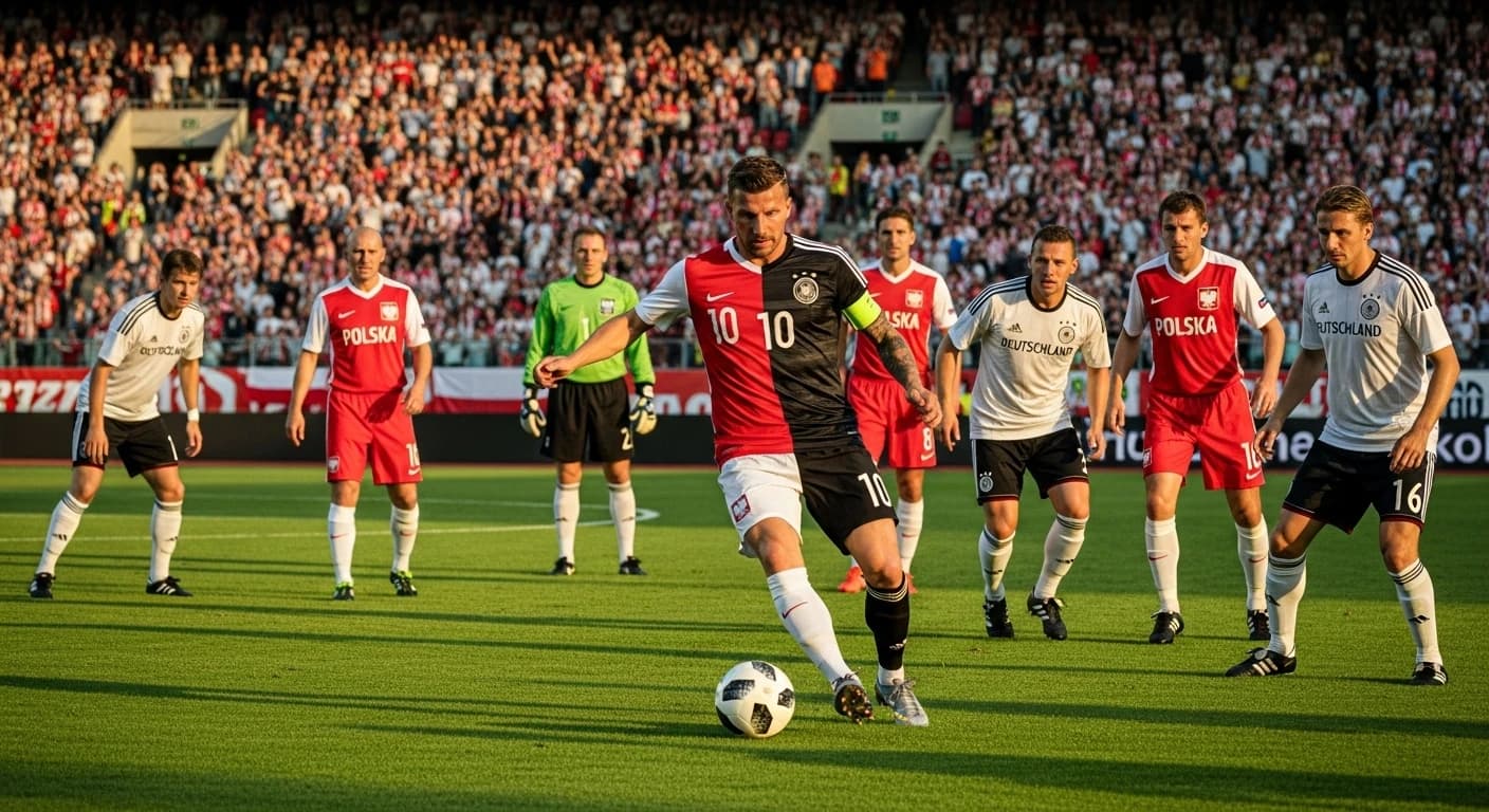 Mecz legend Polska-Niemcy z Podolskim w obu drużynach na Stadionie Śląskim