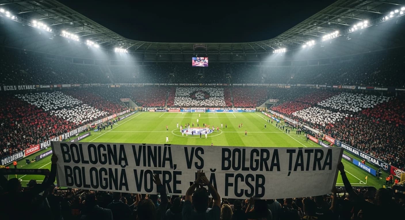 Bologna upokorzyła FCSB na Arena Națională - włoscy fani z prowokacyjnym transparentem