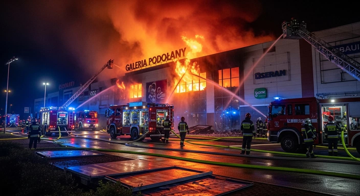 Dramatyczny pożar w Galerii Podolany w Poznaniu - strażacy walczyli z żywiołem przez całą noc