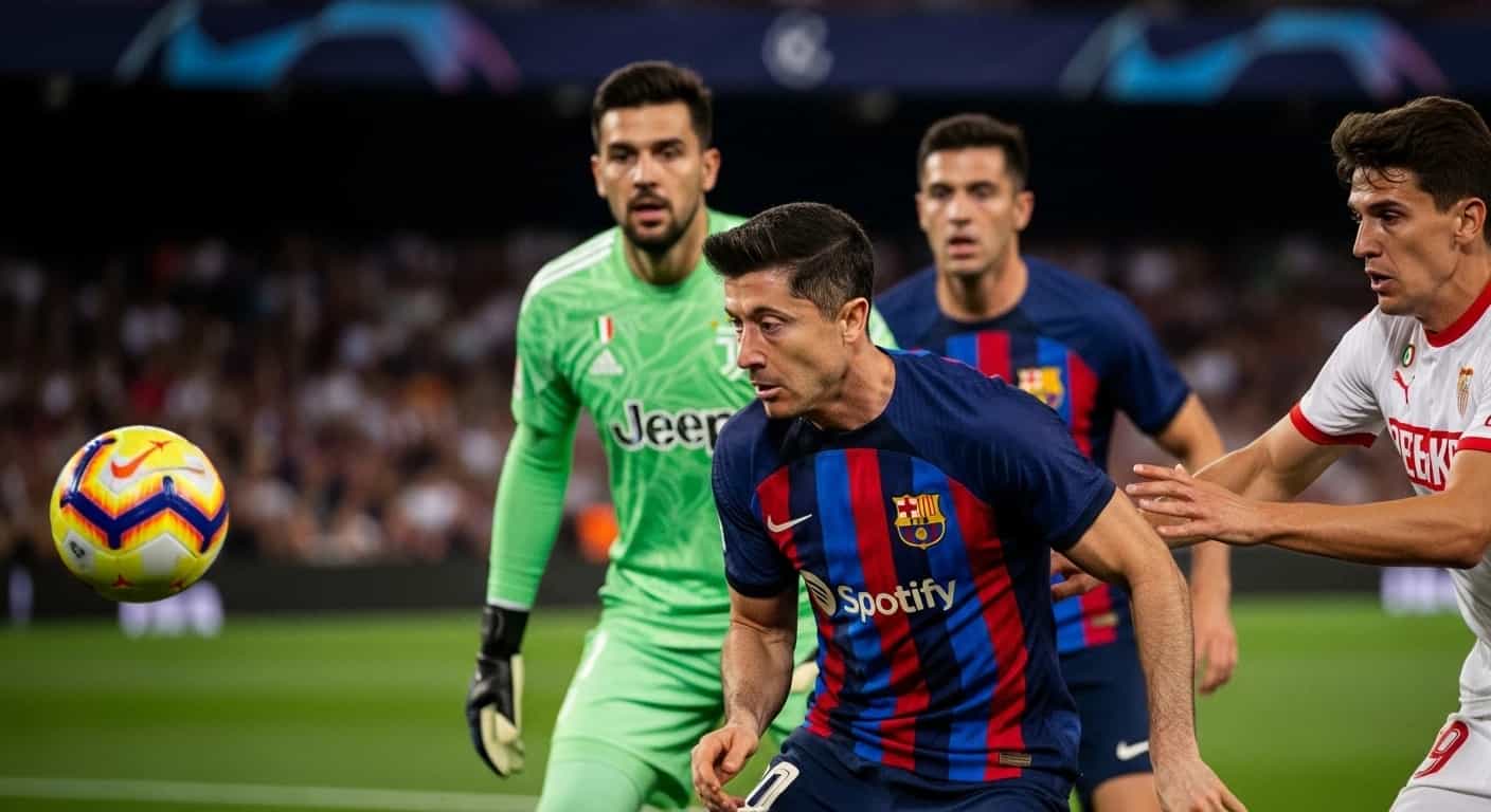 Szczęsny i Lewandowski w centrum uwagi podczas trudnego meczu Barcelony z Sevillą