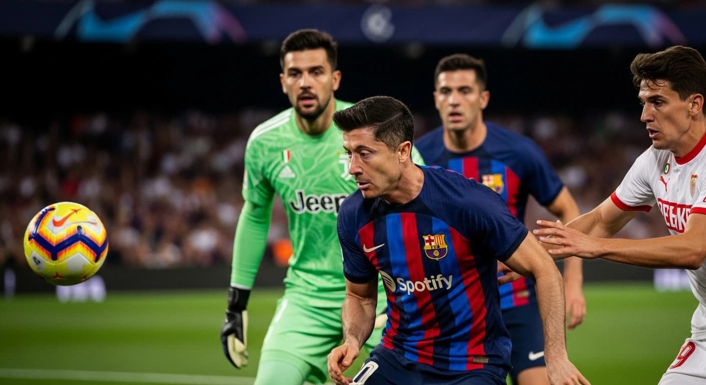 Szczęsny i Lewandowski w centrum uwagi podczas trudnego meczu Barcelony z Sevillą